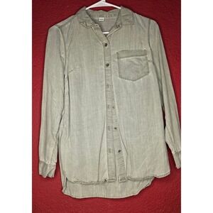 Old navy Womens Olive Green Long Sleeve Button Up Shirt Casual Everyday‎ Top